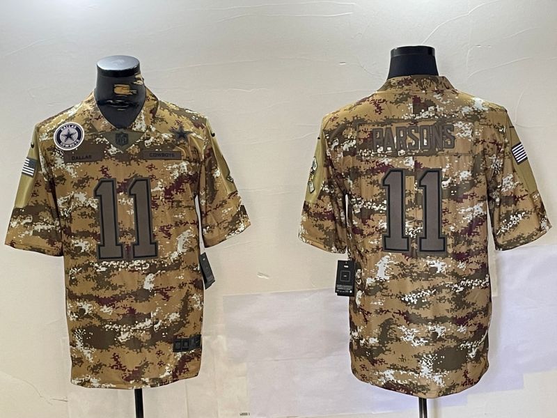 Men Dallas Cowboys 11 Parsons Nike Arctic Camo 2024 Salute to Service Limited NFL Jersey style 10171
